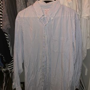 Brooks Brothers White / Blue Checkered Dress Shirt